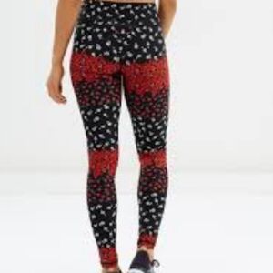 The Upside full length high-waisted, drawstring black,burgundy red, white Floral